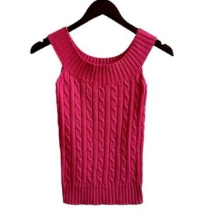 Ralph Lauren Blue Label Coral Pink Off Shoulder Cable Knit Sweater Size Small